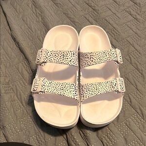 White Sandals with Black Speckles